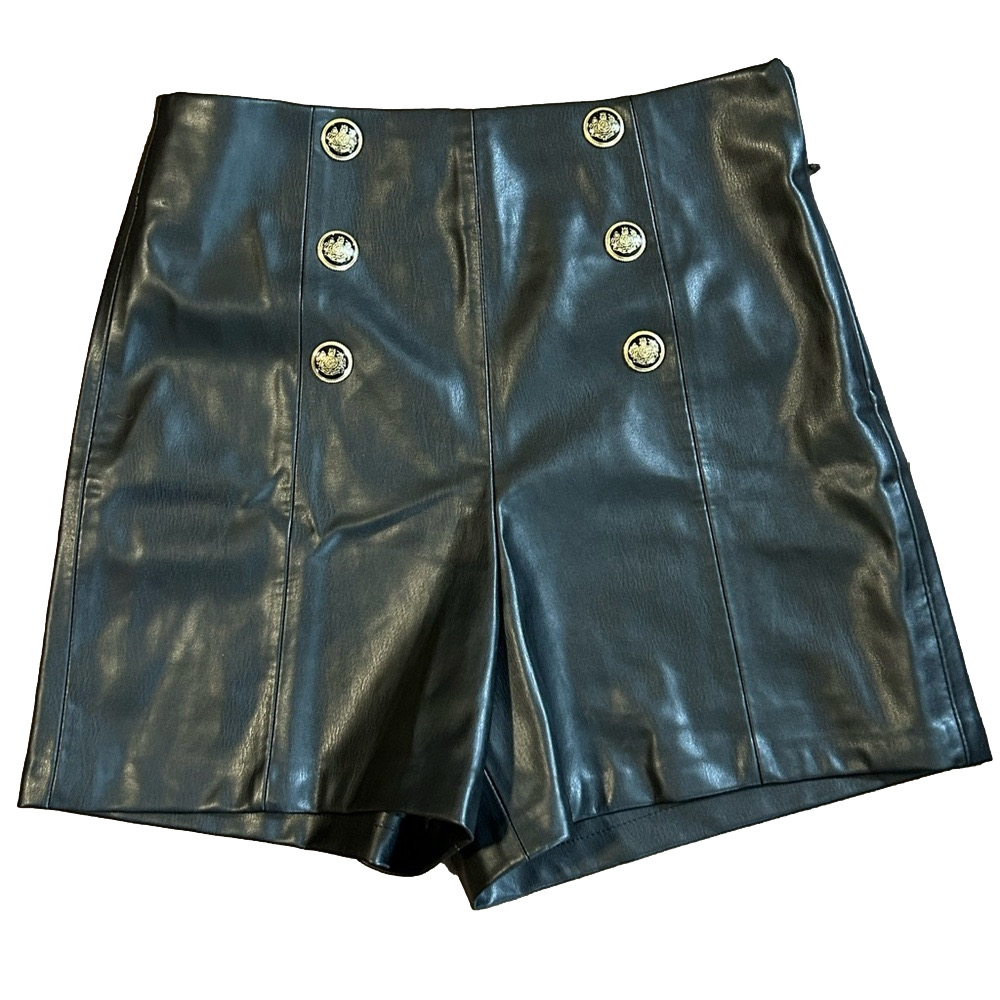 New Zara faux leather shorts w/ golden buttons size MED